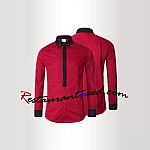 Wine Red Collar Long-Sleeve Waiter Uniform